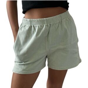 Brandy Melville Sage Green Rose Pull On Sweat Shorts Pockets High Rise S M L